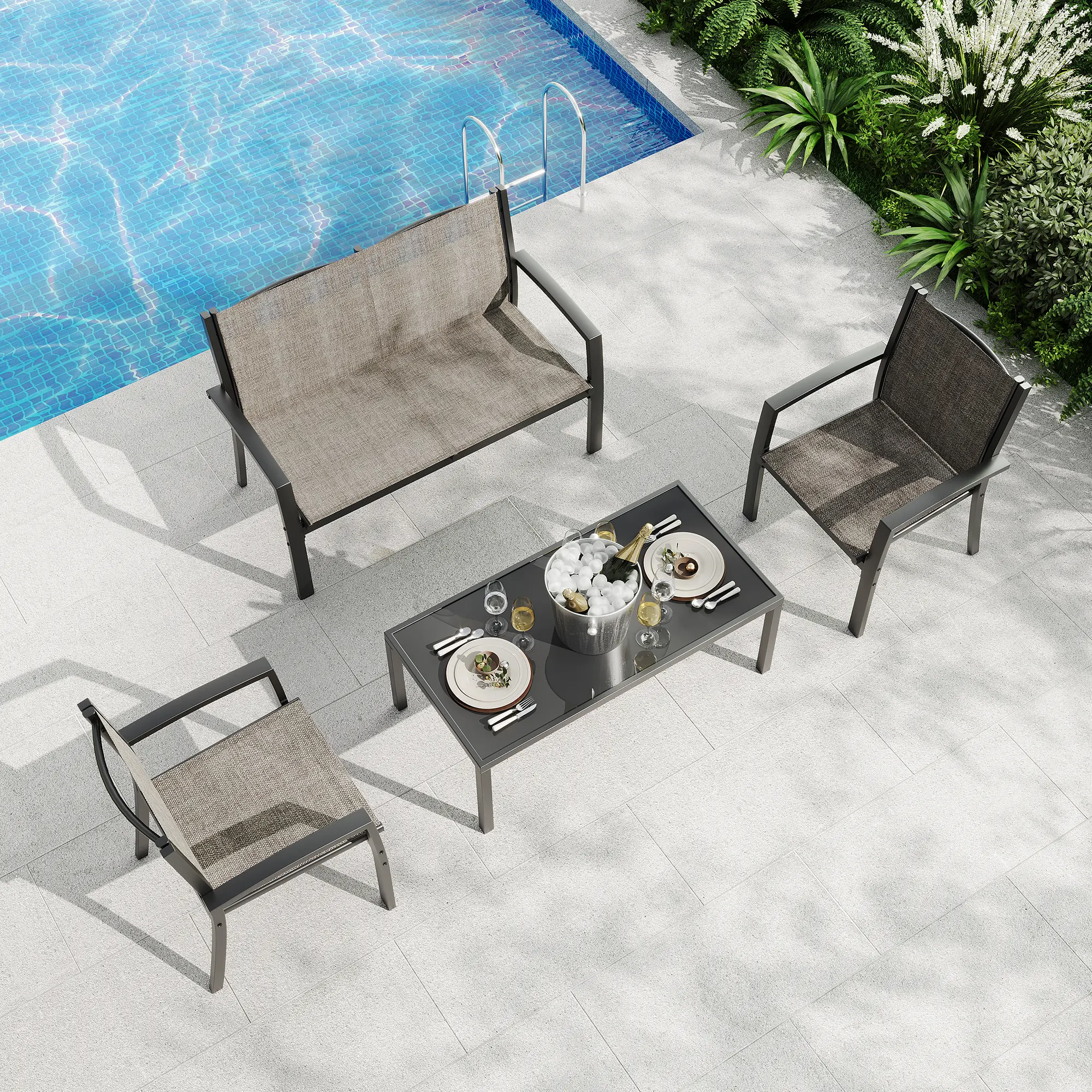 GAOMON Relax & Entertain Outdoors – 2-Piece Patio Bistro Table Set – Compact Outdoor Furniture for Balcony, Garden, Backyard – Durable, Space-Saving Design