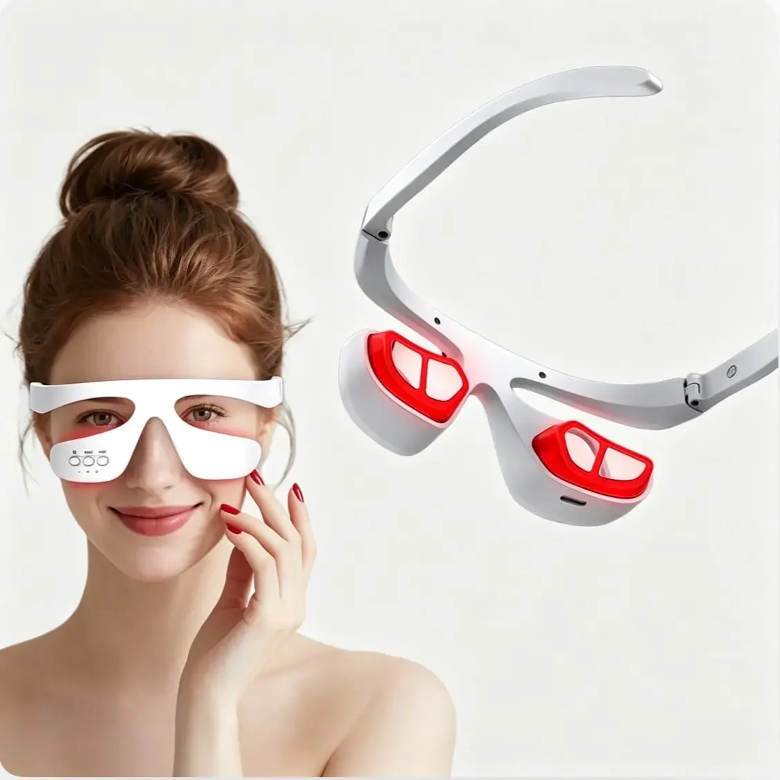 Light Eye Care Glasses, Vibration and Heat Therapy, Smooths Eye Wrinkles, Daily Beauty Care, Massage Device Bm-43