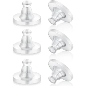 100pcs Soft Clear Hypoallergenic Silicone Rubber Earring Backs Replacement Safety Back Stoppers for Studs
