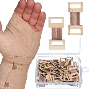 50 Pieces Elastic Bandage Clips with Stretch Metal Clasps Compression Bandage Wrap Secure Fastening Clips with Plastic Storage Box for Various Bandages and Gauze After Surgery Recovery