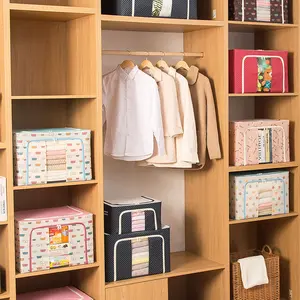 Fabric clothing storage box with steel frame, transparent foldable storage box for wardrobe, quilts, miscellaneous items, toys, washable