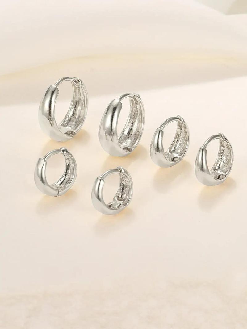 Women's Elegant Trendy Geometric Design Hoop Earrings, Simple Style Plain Color Hoop Earrings for Party, Exquisite Jewelry for Birthday Gifts