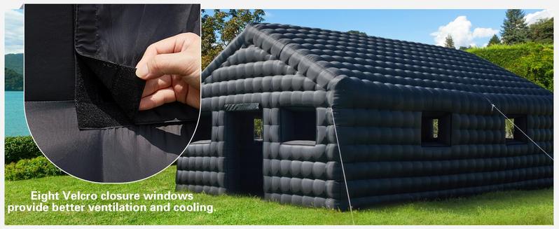 Inflatable Nightclub 30x20x13 Ft, Inflatable Party Tent with 1100w Blower Night Club Tent for Birthday Party Wedding Backyard Rental Business, Black/White