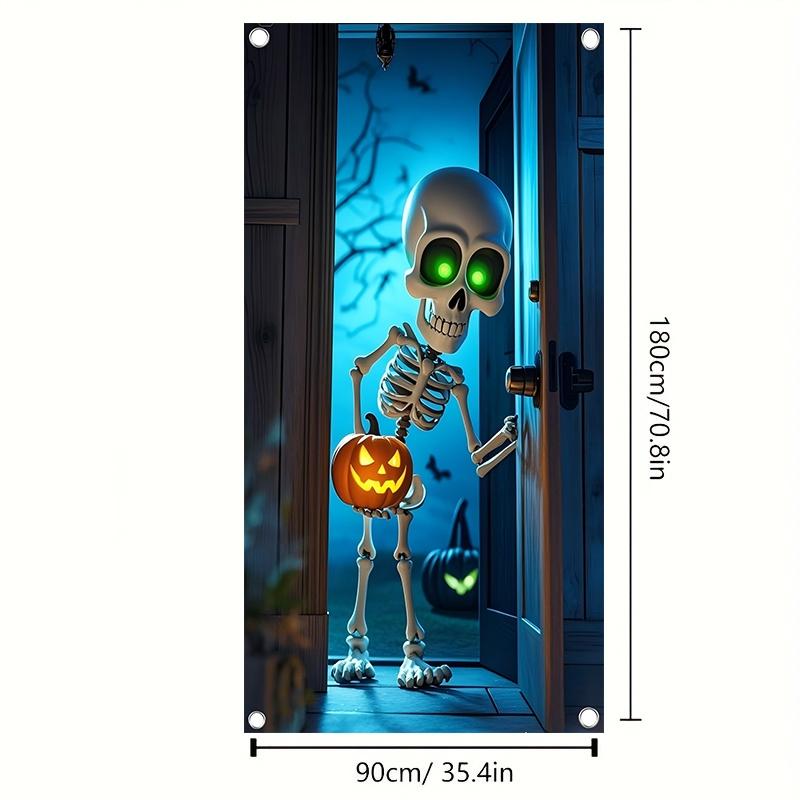 Halloween Themed Door Banner, 1 Count Skeleton Pattern Door Decoration, Indoor Outdoor Decor, Theme Parties & Photo Props, Ornaments
