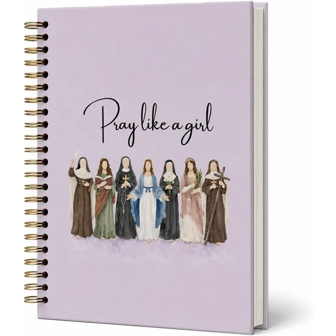 Catholic Saints Lined Spiral Notebook for Women 5.5x8.3 | Christian Faith Journal for Women,  Prayer Notebook,  Study Supplies for Church Notes and School