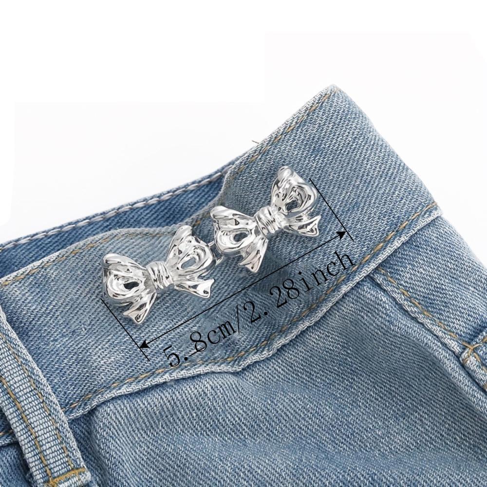 Bow Pattern Snap Pants Buckle, 2/4 Sets Adjustable Jean Button Waist Buckle, Cute Snap Pants Buckle Extender Replacement Jeans Button Attacher Pins, Adjustable Buttons