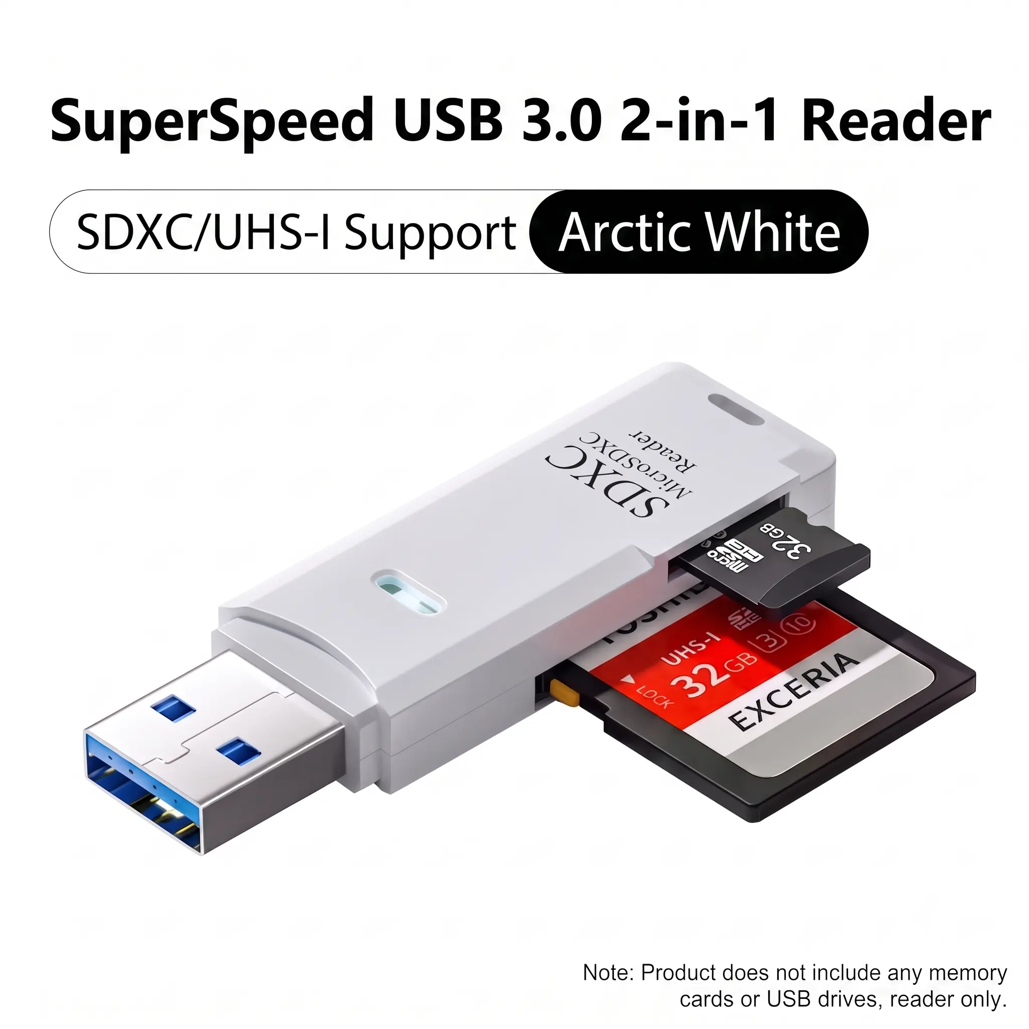 Portable USB 3.0 Speed Card Reader with Dual Slots, Computer Accessories for Unisex Photo Transfer, Dual SD MicroSD Memory Card Adapter