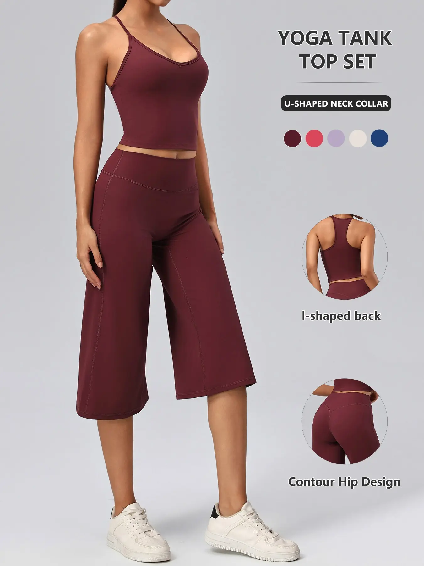 Women's Yoga Tank Top & Capri Pants Set, Slim Fit Sleeveless Top, High Waist Quick-Dry Capris, Ideal for All Seasons, Casual Fitness Wear, Yoga Sportswear Set