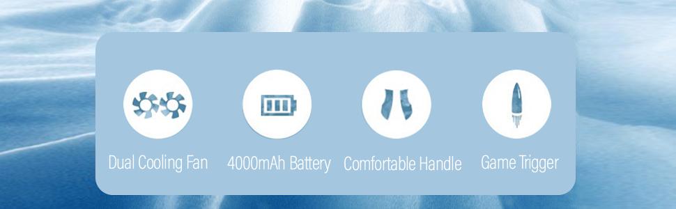 SUNDAY MIRTH GOITHCA Mobile Game Controller with 4000mAh Power Bank & Cooling Fan, L1R1 Triggers Joystick for PUBG/Call of Duty/Fortnite, Gaming Grip Gamepad for 4.7-7" Android iOS Phone