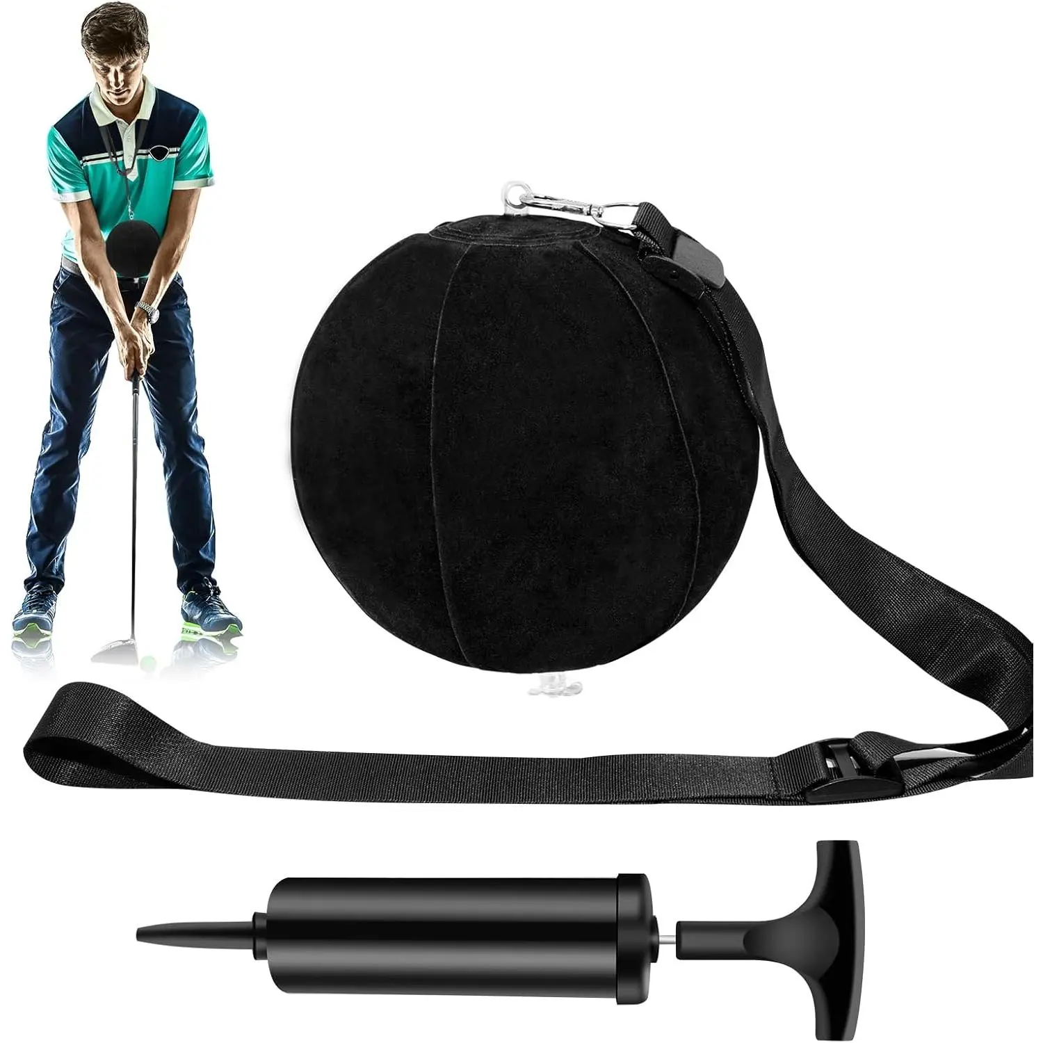 Golf Training Ball Smart Ball Golf Training Aid Inflatable Swing Training Ball with Inflator Pump and Adjustable Lanyard,Assist Golf Swing Trainer Golf Swing Assistant  Beginner
