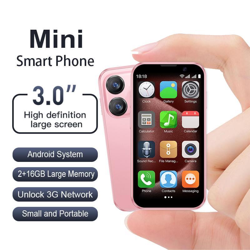Mini Smartphone, 3.0-Inch Dual-SIM Android 8.1 3G Phone with 2GB RAM 16GB Storage, GPS, Bluetooth-Compatible and WiFi, Portable Micro Tiny Mobile Phone