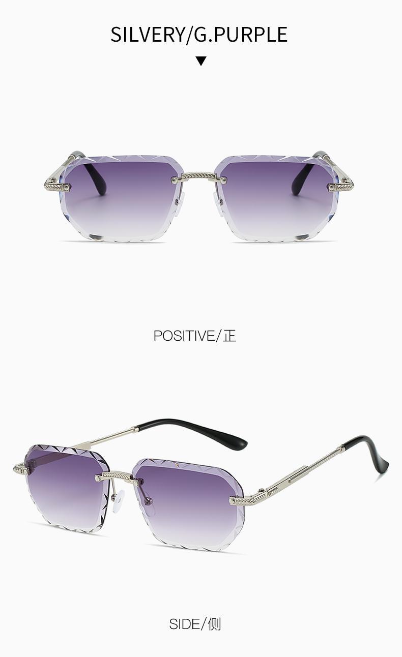 Rimless Square Metal Sunglasses for Men Women, UV400 Protective Fashion Luxury Eyewear for Beach Travel Daily Use