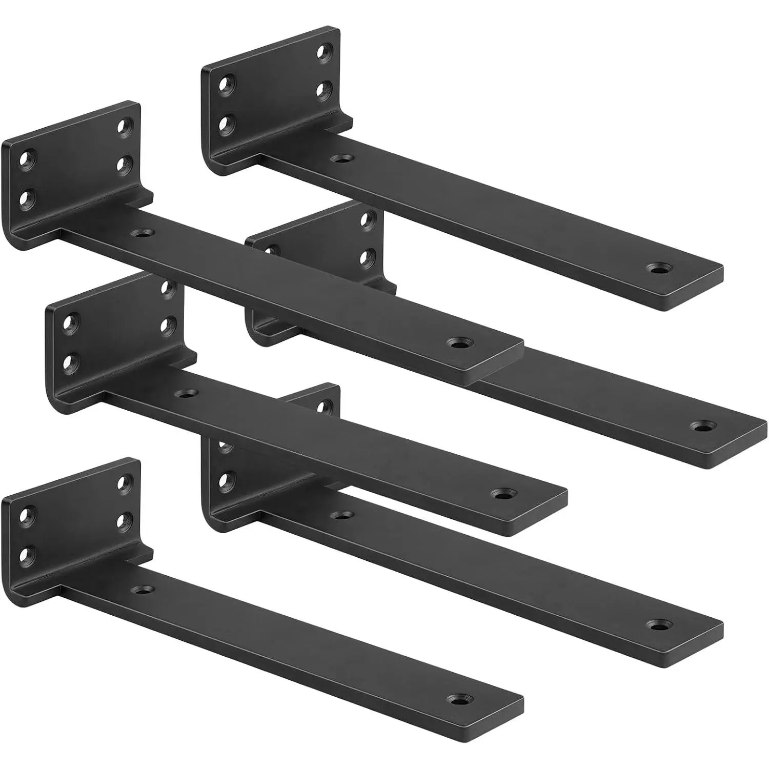 Floating Shelf Brackets 12 inch 6 Pack L Brackets for Floating Shelves Black Metal Heavy Duty Shelf Bracket for DIY Shelving Brackets Decorative with Mounting Hardware Screws