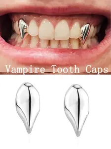 Vampire Gold Teeth Grillz for Women Grills for Your Teeth Men Gold Tooth Cap Grillz for Women Golden Tooth Jewelry Mouth Grills Men Hip Hop Rapper Outfits Custom Accessory Halloween Party Vampire Theme