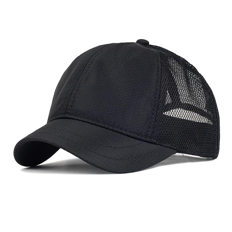 Mesh Short Brim Baseball Cap Men Women Breathable Dad Hat Adjustable Solid Trucker Style Low Profile Caps
