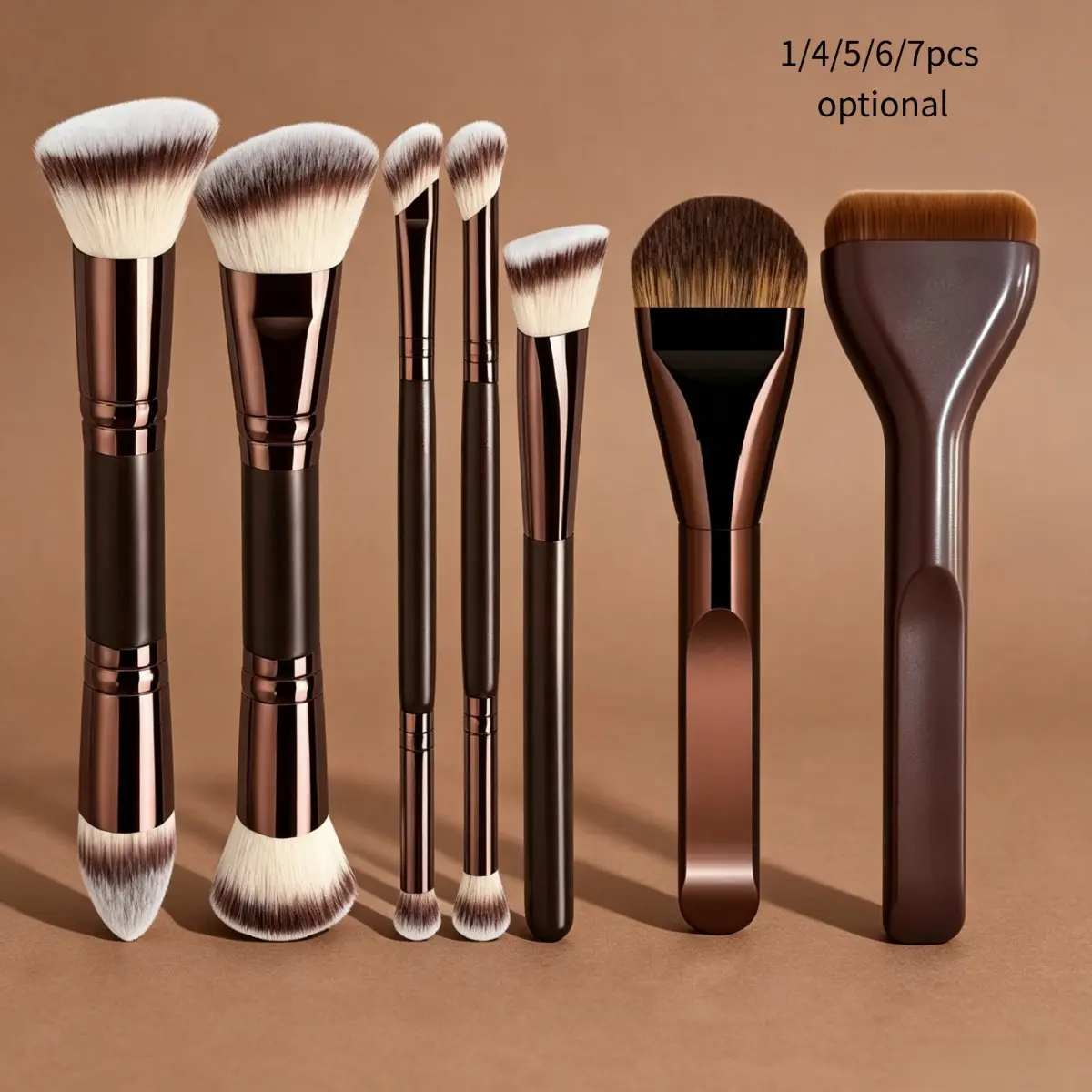 Double-Ended Makeup Brush Set, Cosmetics Brush, High-Quality Synthetic Fiber, Foundation Concealer Blush Highlighter Eyeshadow Brow Brush, Professional Beauty Tool