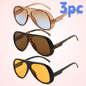 3-Pack Large Frame Sunglasses Set – Unisex Trendy Fashion UV Protection Eyewear for Men & Women