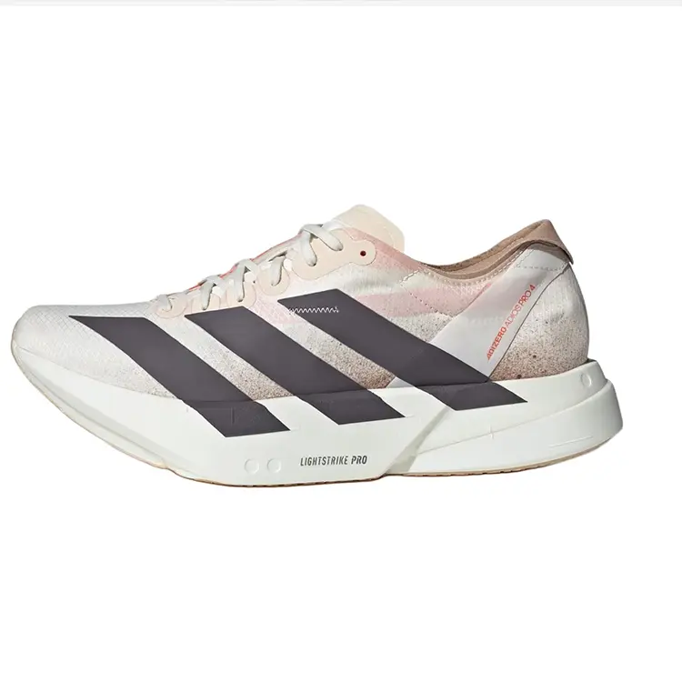 Adidas Adizero Adios Pro 4 Men's Lightweight Racing Running Shoes in Pink and White Verifiable, with credentials and supporting global authentication