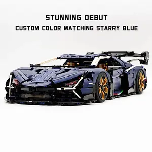 1:8 Scale Large Starry Sky Lanbo Supercar Building Blocks Realistic Simulation 963 Racing Car Model Exquisite Display Ornament Advanced DIY Assembly High tech Bricks Sets Toy Collectible Gift For Adult Car Lovers