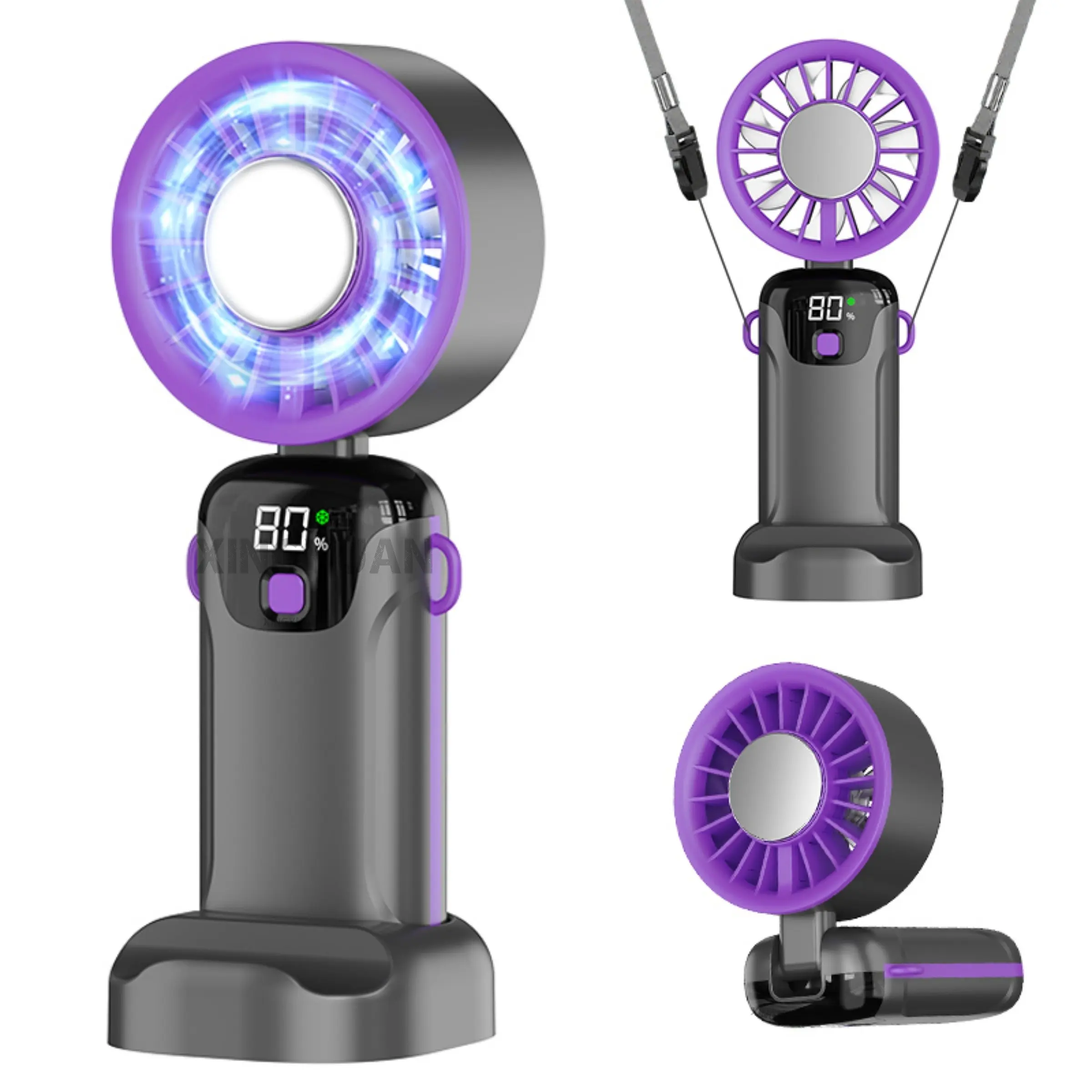 Handheld Portable Turbo Fan with Ice Compress 100 Speeds Rechargeable Personal Pocket Fan for Home Office Travel Outdoor Festival Concert Gym Cordless Battery Fan