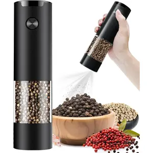 Electric Pepper or Salt ,Adjustable Coarseness Salt & Pepper Mill,With LED Light,Easy to Clean, , Handed ,Kitchen Essential(1 pack/black)