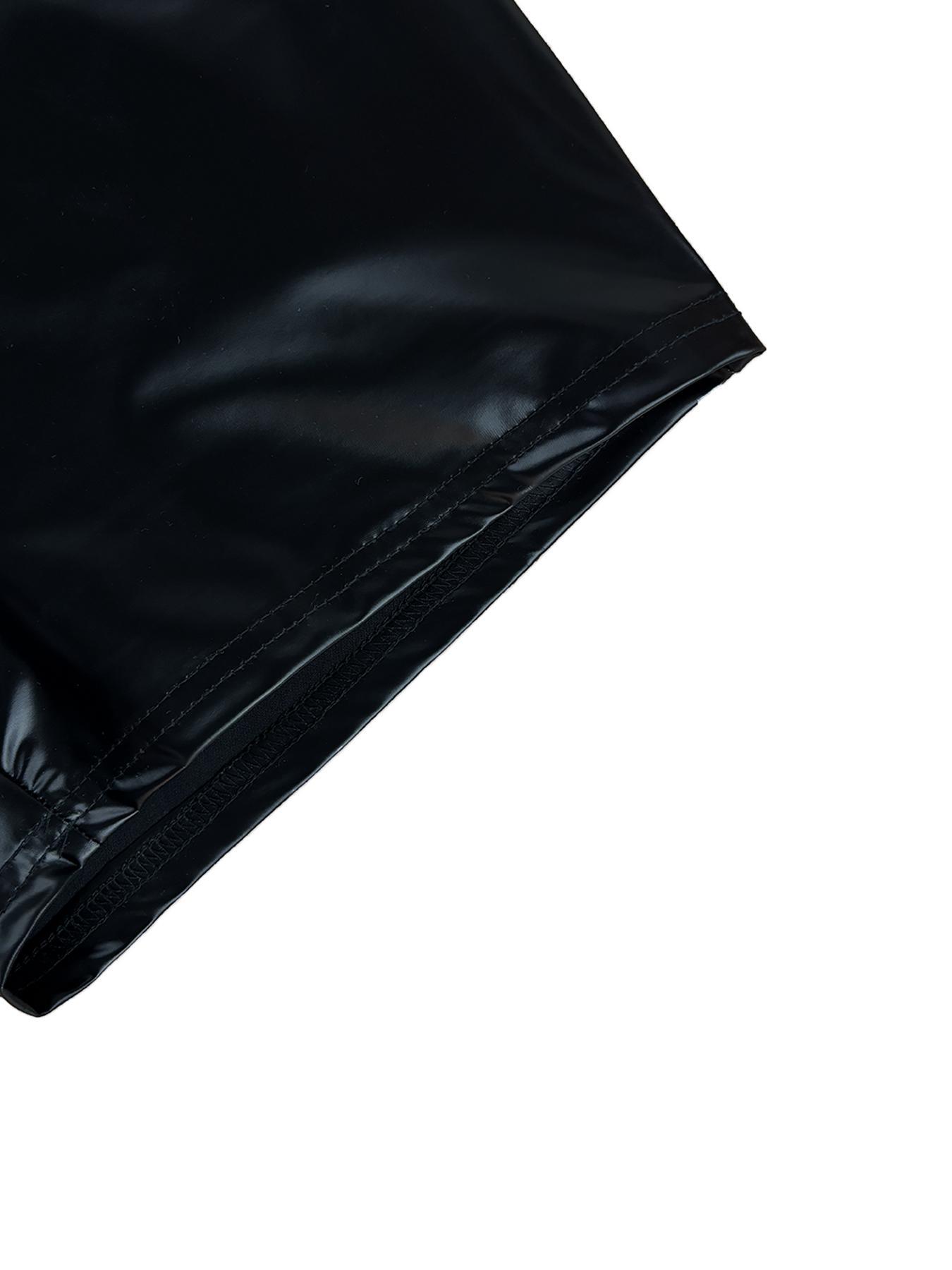 Women's High Waisted PU Leather Shorts, Elastic Waist, Slim Fit, Y2K Style, Chic, Plain Pattern, Casual Fashion for Spring & Fall