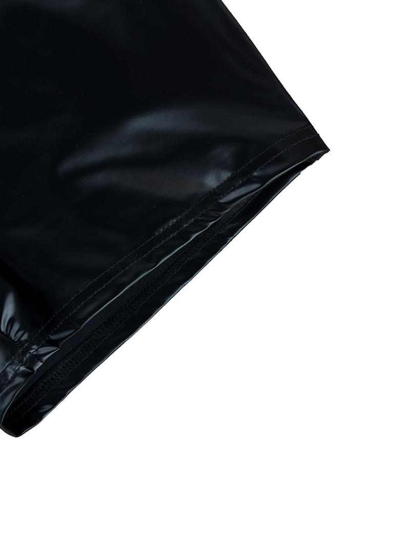 Women's High Waisted PU Leather Shorts, Elastic Waist, Slim Fit, Y2K Style, Plain Pattern, Casual Fashion for Spring & Fall