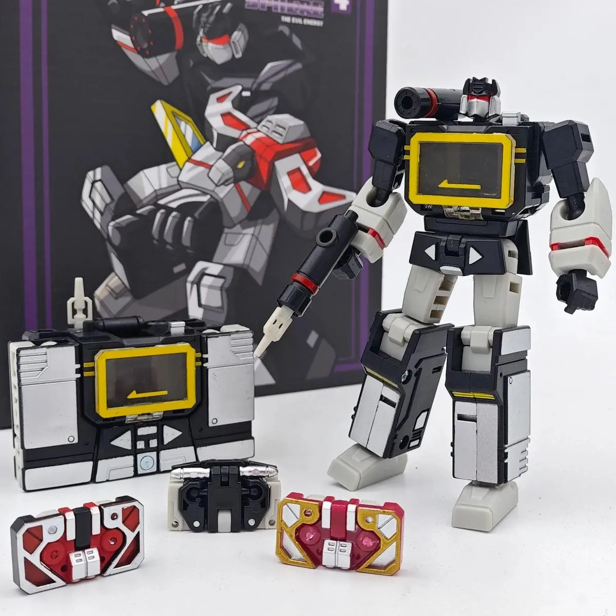 PT-04 Black Soundwave PT04 PT04B Transformation  Tape G1 Mini Pocket War KO DX9 Action Figure Robot Toys