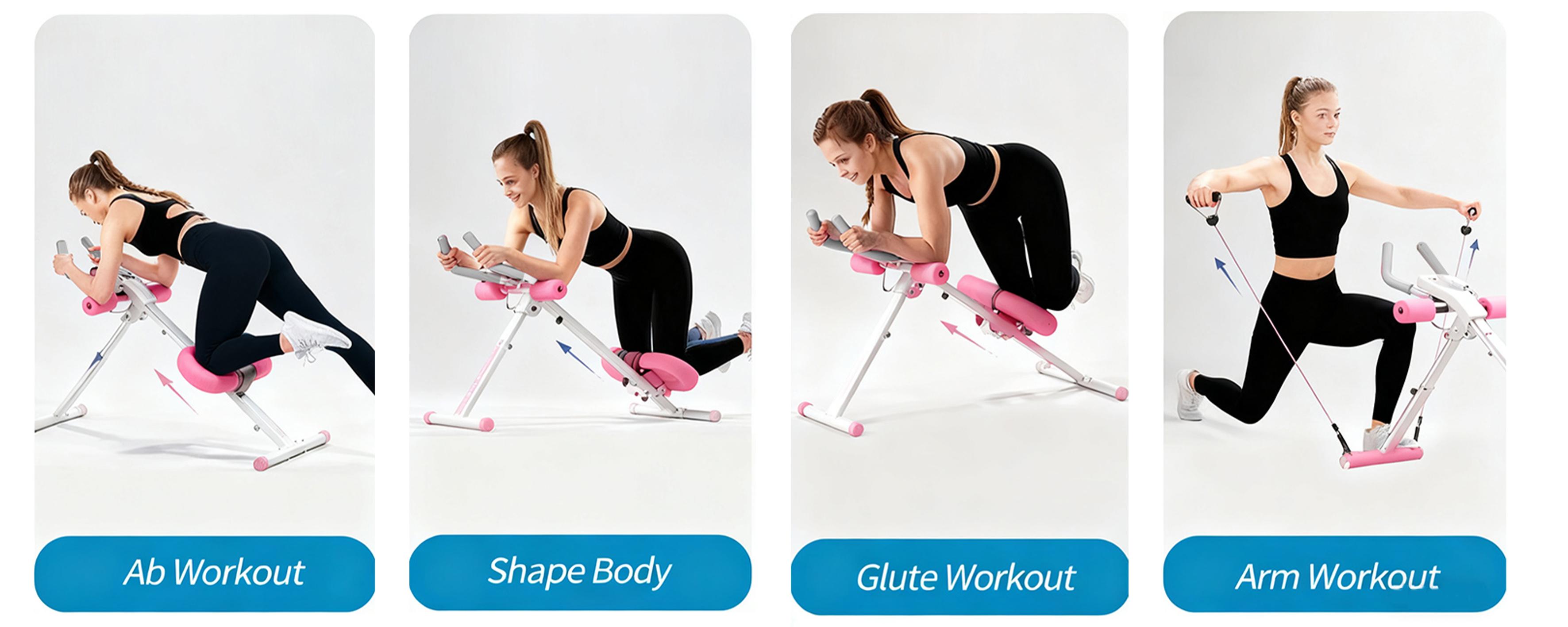 Foldable Adjustable Ab Machine - Home Core Workout Trainer With Knee Support, Compact & Portable Abdominal Exercise Equipment, Practical Home Core Training System for Effective Core Exercise at Home