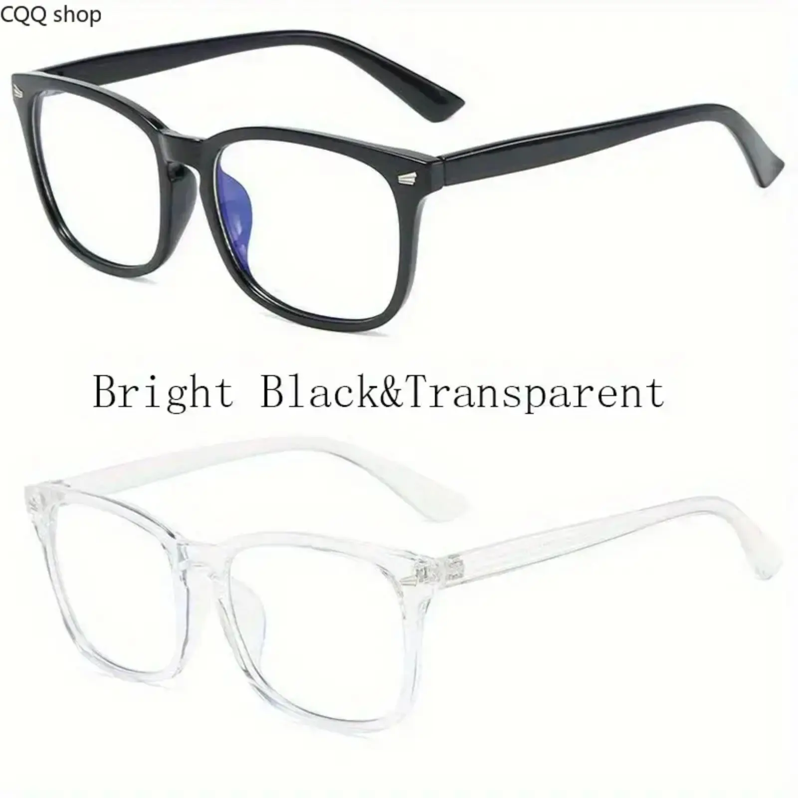 Unisex 2-Piece Classic Retro Minimalist Full Rim Eyeglasses Frames - Square Transparent Lens Blue Light Classical Sports & Outdoor Eyewear, Transparent Lens Glasses