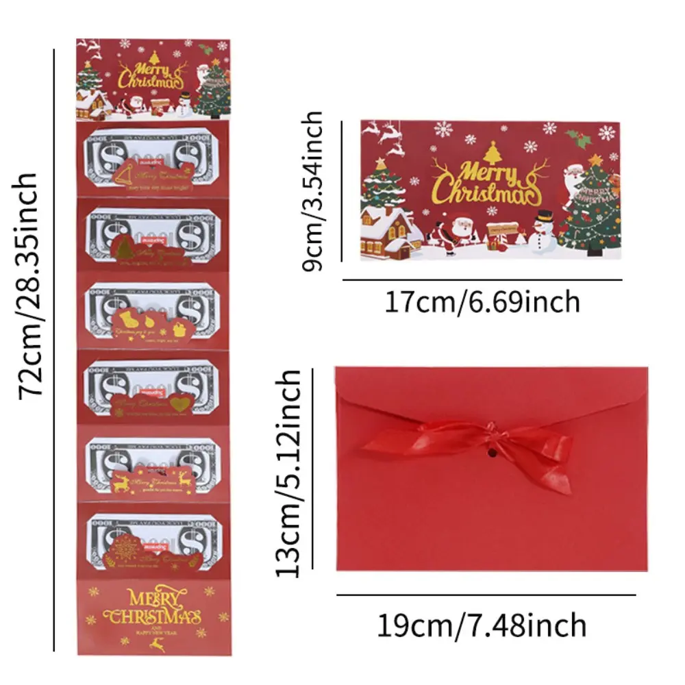 Christmas Cash Envelopes (packs of 2, 4, or 6) — creative, foldable envelopes crafted from premium-quality paper. Designed to hold cash or gift cards, these are perfect for Christmas gifting and suitable for recipients of all ages.