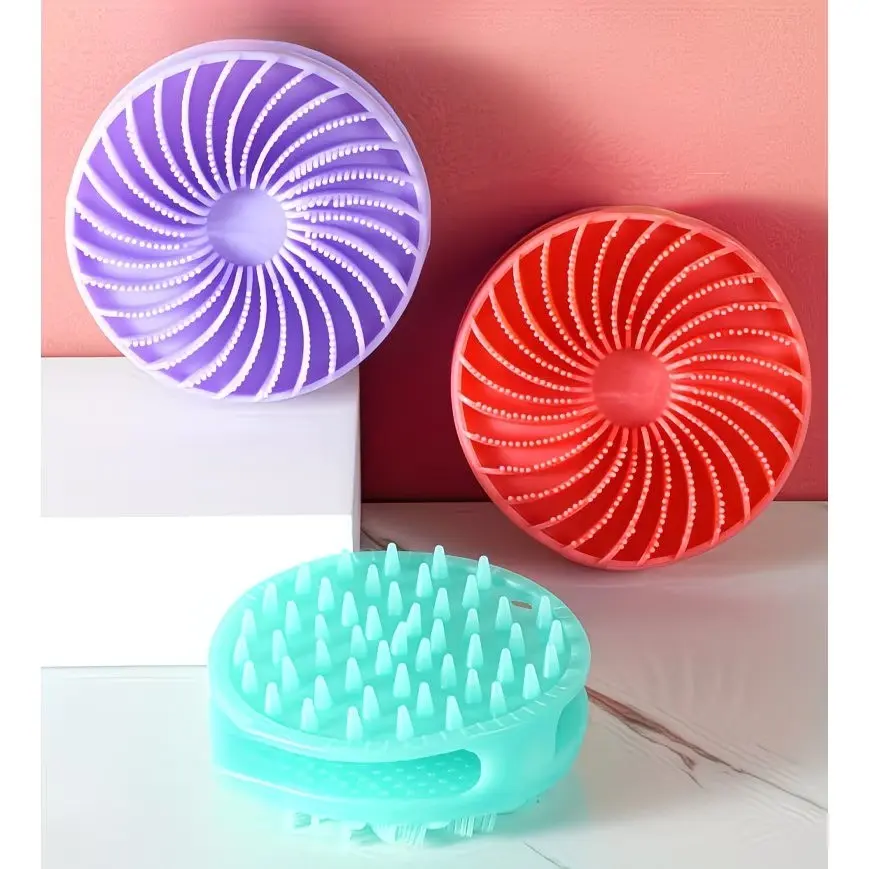 3pcs Silicone Bath Brushes, Exfoliating Body Cleanser Brush, Home Use Muscle Relief Shower Brush, Head Massage Brush, Three Colors, Body Wash Scrubber