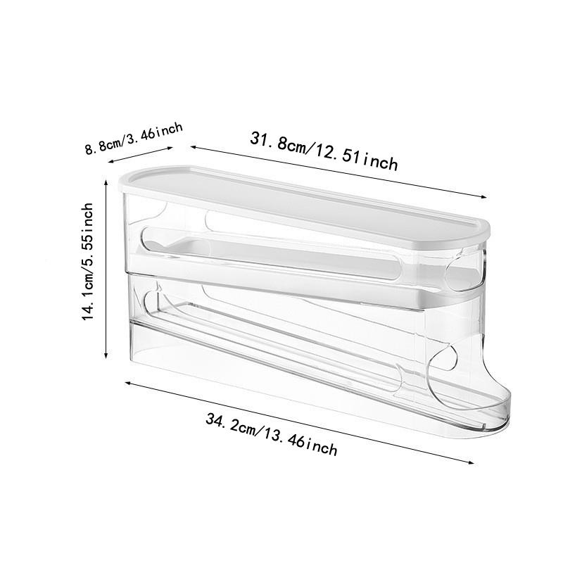 Clear Egg Storage Box, Space Saving Rolling Egg Storage Box for Refrigerator Side Door, Durable Plastic Egg Organizer, Home & Kitchen Accessories