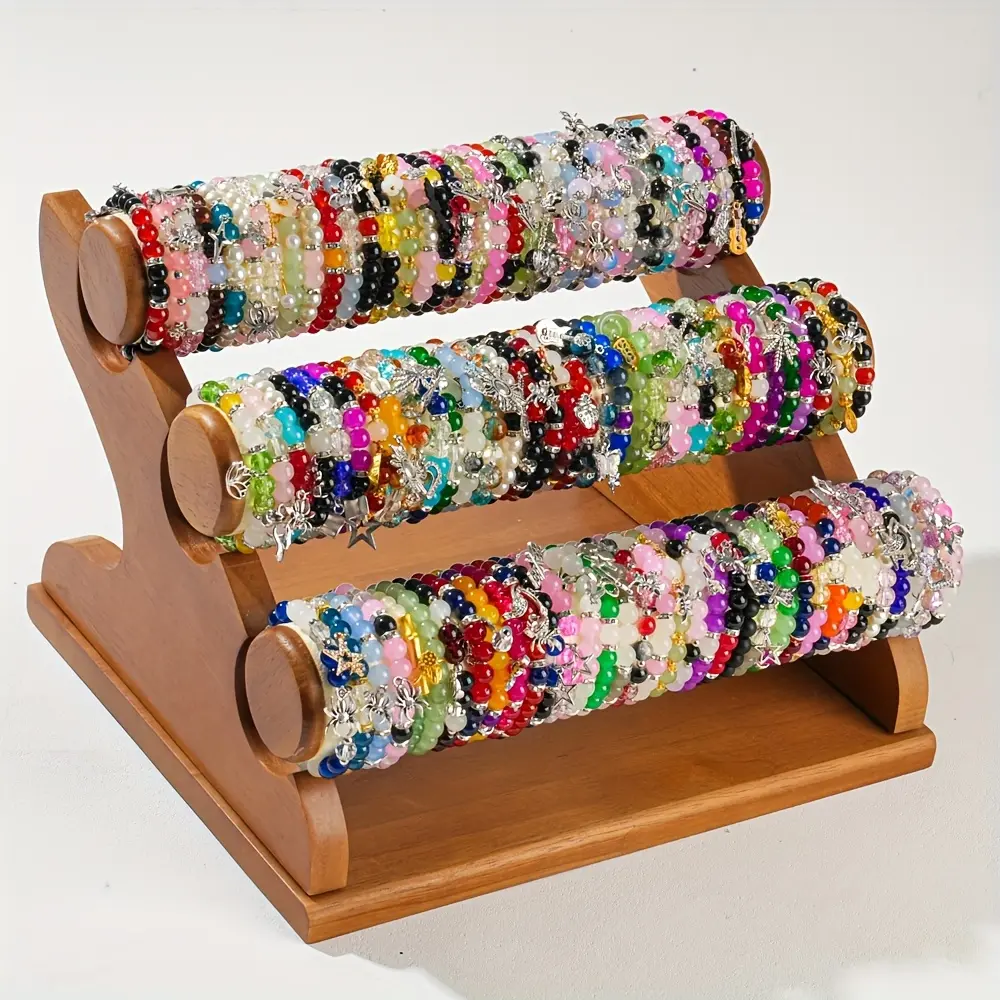 10Pcs Mixed Colorful Glass Bead Elastic Bracelets Set - with Spiders Sun Stars Moon Charms, Suitable for Daily Wear Birthdays Parties And Vacations, Gift for Friends & Family