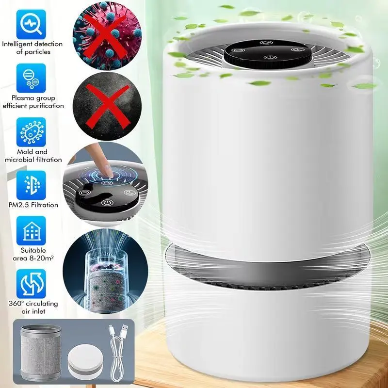 Desktop Mini Air Purifier, HEPA Filter Air Cleaner with Activated Carbon, USB Powered Odor Remover for Office Bedroom#DealsForYouDays