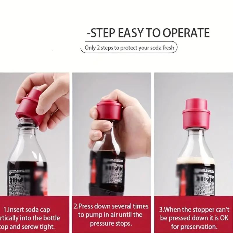 Vacuum Beverage Soda Fresh-keeping Bottle Lid, 1 Count Press Inflatable Soda Airtight Lid, Bottle Stopper Protector, Beverage Dustproof and Leak-proof Sealing Cap, Reusable Sealing Cap