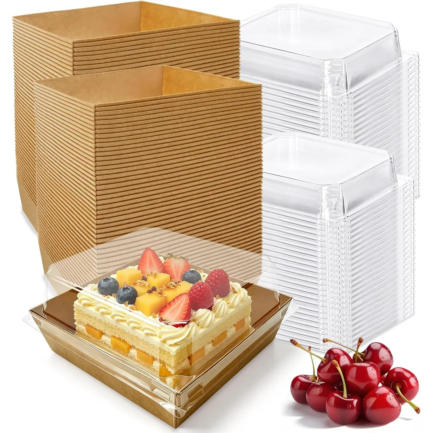 100 Pack Small Charcuterie Boxes with Clear , 5 Inch Disposable Square Paper Bakery Dessert Sandwich Box Mini to Go  Containers for Cookie, Sushi, Cake Slice, Muffins