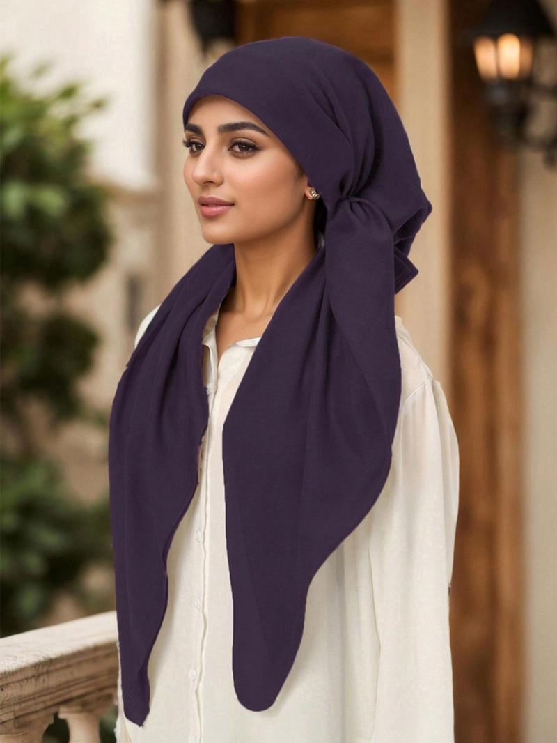 Women's Solid Color Instant Hijab, Elegant Minimalist Breathable Comfortable Hijab, Fashionable Soft Muslim Modesty Hijab for Women & Girls
