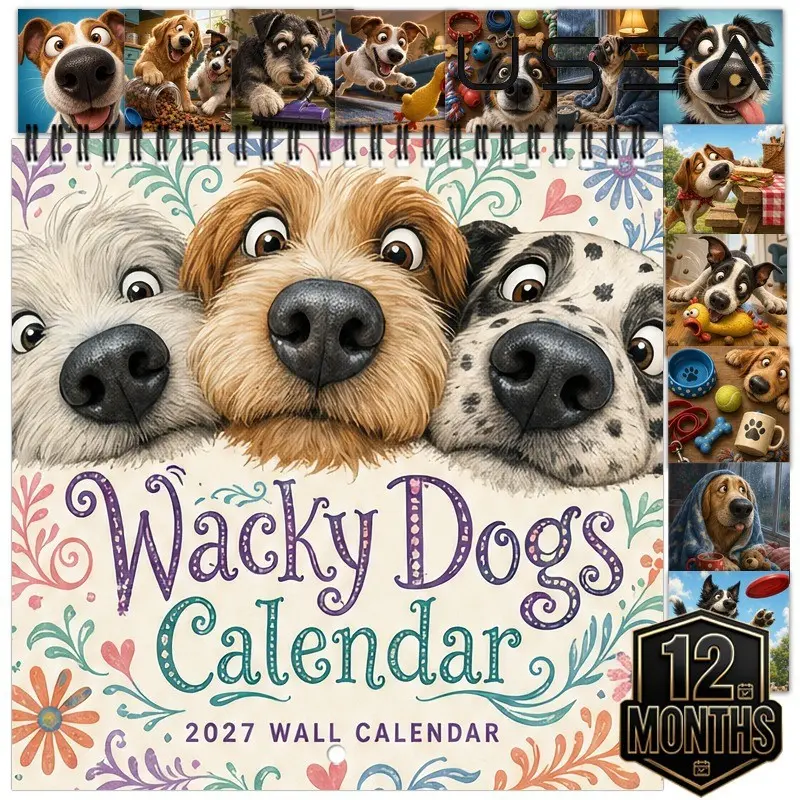 Funny Dog Calendar, Unique Design, Perfect Gift Idea, Ideal for Pet Lovers, Add Fun to Your Daily Routine, High-Quality Material