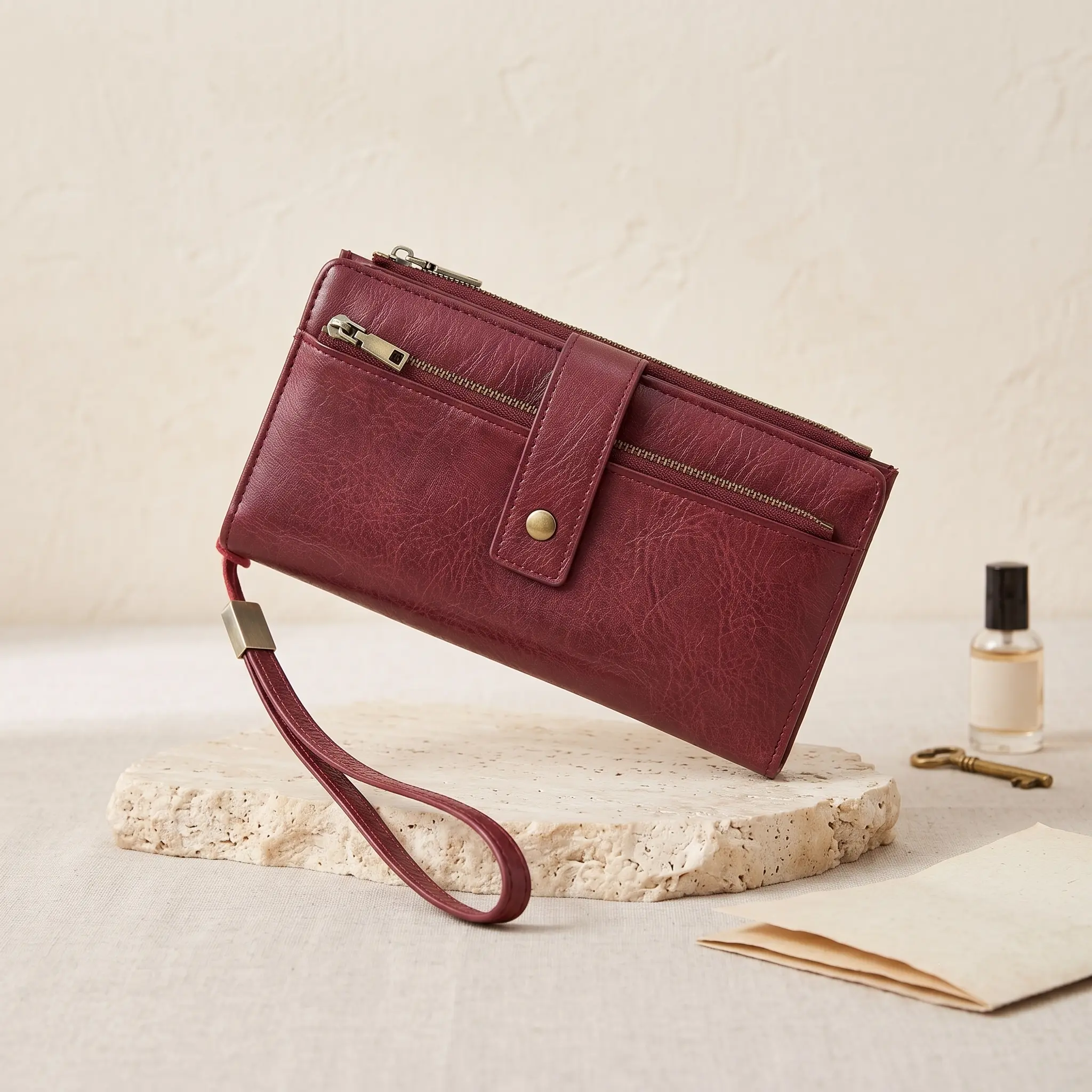 Womens Real Leather Long Shape Envelope Clutch Chic Elegant RFID Blocking High Capacity Solid Color Long Wallet For Daily Use Festive Party Gift