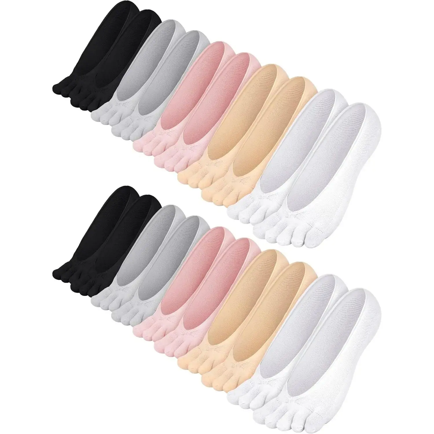 10 Pairs Women Toe Socks No Show Low Cut Socks with Toes Separated for Women Athletic Running Womenswear Bridal Maternity Cute thigh high socks Basic Black Minimalist socks women