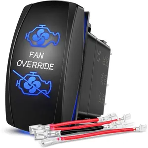 Nilight Fan Override Rocker Switch Led Light Bar 5 Pin Laser On Off SPST Switches 20A/12V 10A/24V Blue with Jumper Wires Set for Cars Trucks Boats ATVs UTVs RVs