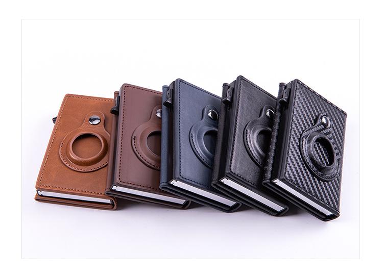 Mens Smart Wallet Card Holder for AirTag: Leather,  RFID Blocking, Slim, Carbon Fiber, Minimalist - 6-9 Card Capacity| ID Window| Cash Slot
