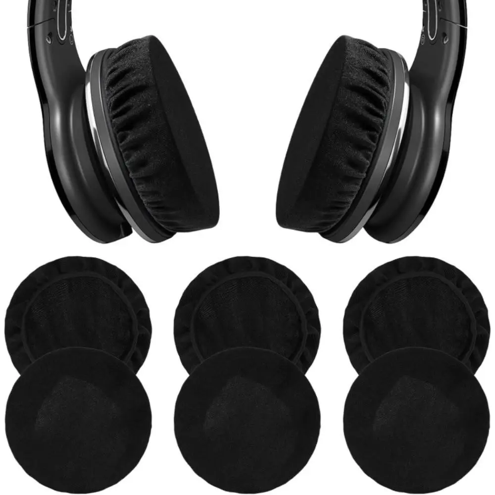 6-Pack Washable Reusable Ear Pads, Elastic Sweatproof Ear Cushions, Compatible with 3.54-4.33 Inch Headphones, Ideal for Fitness/gaming