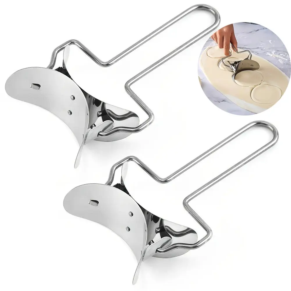 2 Stainless Steel Dumpling Rollers, Manual Dough Cutter, Dumpling Wrapper, Noodle Maker, Baking Tool, Kitchen Essentials