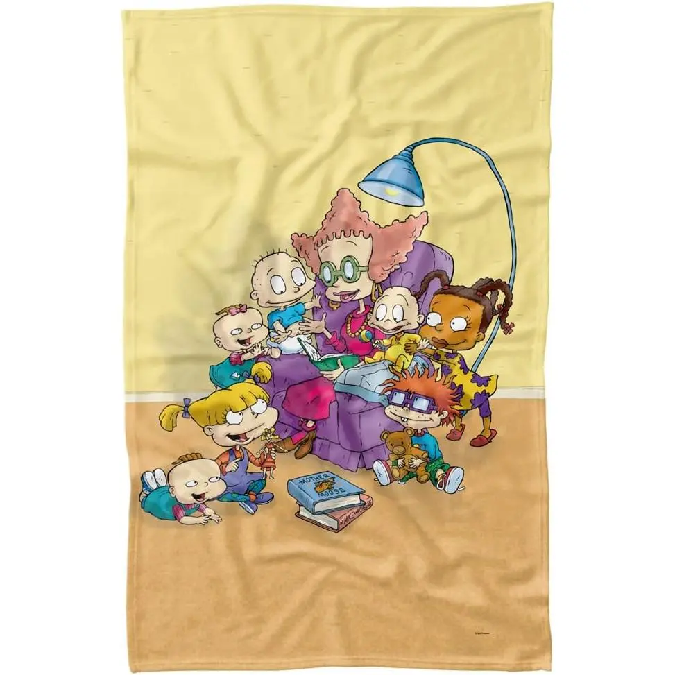 Classic Cartoon Flannel Blanket Rugrats Didi Pickles Reading Story With All Babies Group Scene Print All Season Soft Fleece Throw Blanket Kids Bedroom Sofa Decor Gift For Rugrats Fans