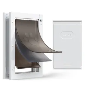 VEVOR Pet Door, Large, with Three Magnetic Flaps and Metal Frame, Strong and Weatherproof Dog Door for Interior and Exterior Doors, Easy to Install, Easy In-and-Out Access for Doggies, White