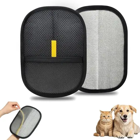Pet Hair Removal Gloves, Reusable Electrostatic Pet Hair Remover Tool, Washable Double-Sided Clean Pet Grooming Gloves for Furniture & Car Seats