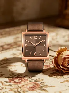 Women's Elegant Square Quartz Watch, Vintage Style Sporty Casual Analog Watch, Perfect Gift for Students and Professionals, Elegant Wristwatch