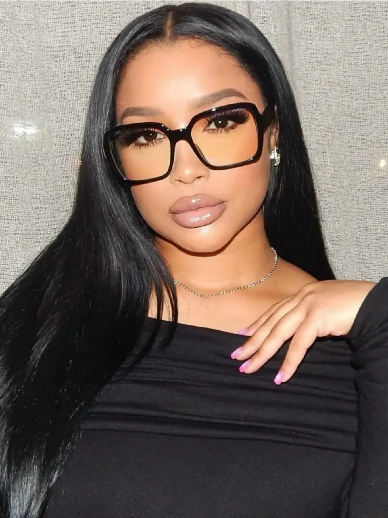 Women's Burgundy Square PC Frame Glasses, Retro Plain Design, Non-Optical, Daily Wear, Transparent Accessories, Student Eyewear